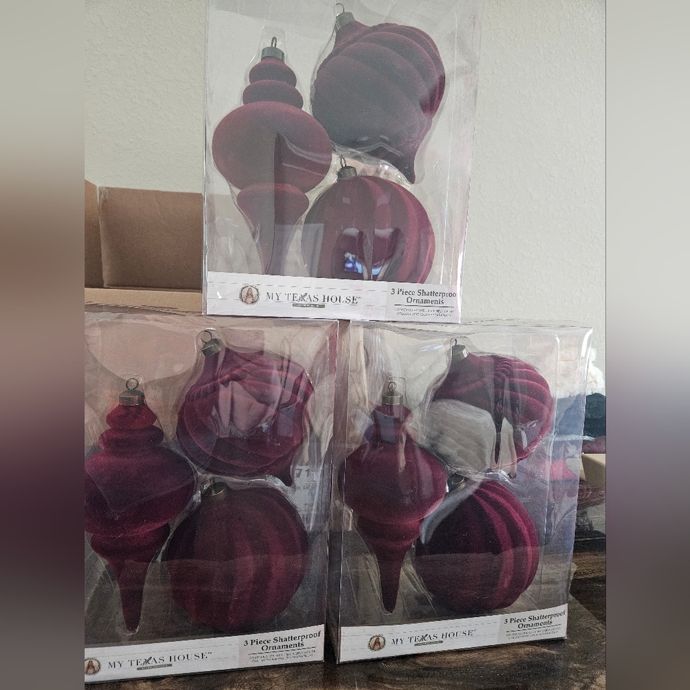 Burgundy Shatterproof Ornaments Set